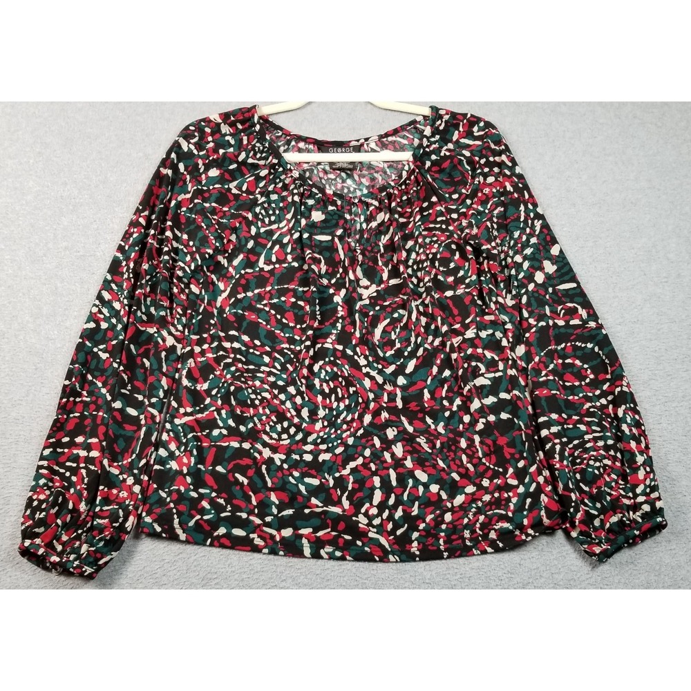 George Blouse Women's Small S Abstract Swirls Stretch Long Sleeve Stretch Jersey